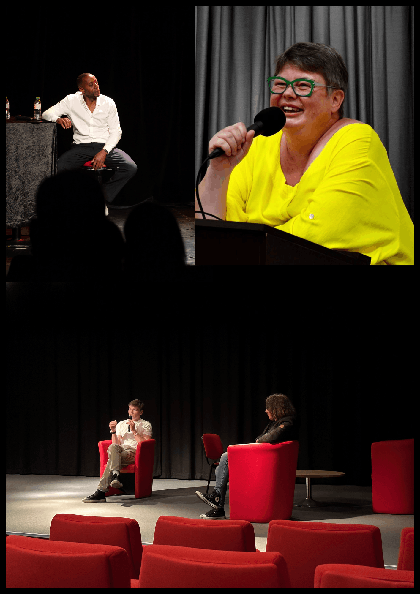 conférence à Paris montrant des intervenants coachés et mis en scène par Marie Leresteux.